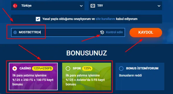 Promo codes for Mostbet Turkey